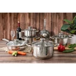 Kép 7/8 - Happy Cooking Jumbo 12 részes Rozsdamentes Acél Edénykészlet üveg fedővel (RS-1277)