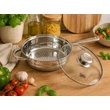 Kép 5/8 - Happy Cooking Jumbo 12 részes Rozsdamentes Acél Edénykészlet üveg fedővel (RS-1277)
