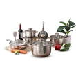 Kép 1/8 - Happy Cooking Jumbo 12 részes Rozsdamentes Acél Edénykészlet üveg fedővel (RS-1277)
