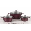 Kép 1/9 - Happy Cooking 6 Részes Márvány Bevonatú Indukciós Edénykészlet Üvegfedővel (RSB-1197-98-99)