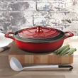 Kép 1/8 -  La Cuisine Red öntöttvas alacsony lábas fedővel 28 cm-es (432020)