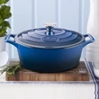Kép 1/5 -  La Cuisine Blue öntöttvas ovális lábas fedővel 29 cm-es (432021)