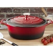 Kép 4/5 -  La Cuisine Red öntöttvas ovális lábas fedővel 29 cm-es (432022)