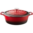 Kép 2/5 -  La Cuisine Red öntöttvas ovális lábas fedővel 29 cm-es (432022)