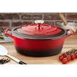 Kép 1/5 -  La Cuisine Red öntöttvas ovális lábas fedővel 29 cm-es (432022)