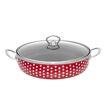 Zománcozott szeletsütő 26 cm + üvegfedő Pöttyös (13271)