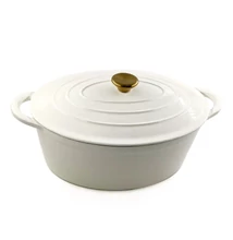 Öntöttvas Cream ovális lábas fedővel 30 cm-es (17923)