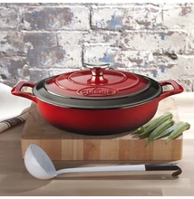  La Cuisine Red öntöttvas alacsony lábas fedővel 28 cm-es (432020)