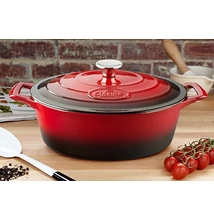  La Cuisine Red öntöttvas ovális lábas fedővel 29 cm-es (432022)