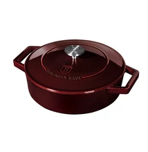 Berlinger Haus Burgundy Öntöttvas alacsony lábas fedővel 26 cm-es (BH-6498)