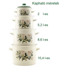 Zománcozott fazék fedővel 8,6 L Olíva mintás (14833) 
