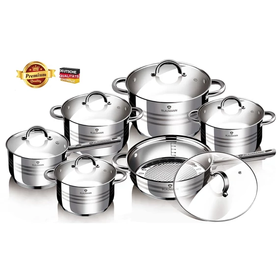 Blaumann Gourmet Line Jumbo 12 részes rozsdamentes acél edénykészlet (BL-1410) 