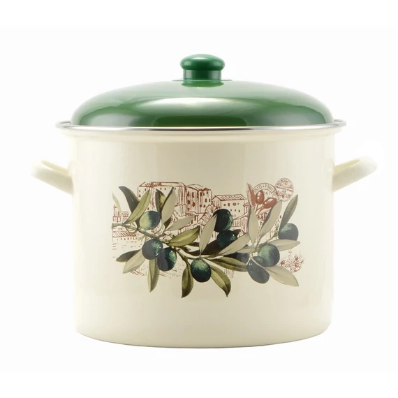 Zománcozott fazék fedővel 5,2 L Olíva mintás (14832) 