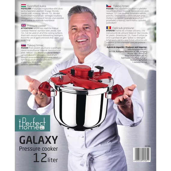 Galaxy Rozsdamentes Acél Turbó Kukta 12L-Lázár Chef (LC-50150)