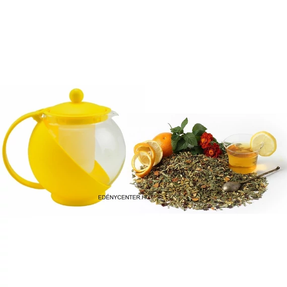 Hőálló Üveg Teáskanna műanyag szűrővel 1,25 l-es (RS-12461)