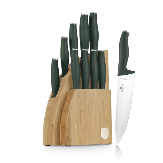 Berlinger Haus Matte Green 10 részes Késkészlet bambusz állvánnyal (BH-3123)