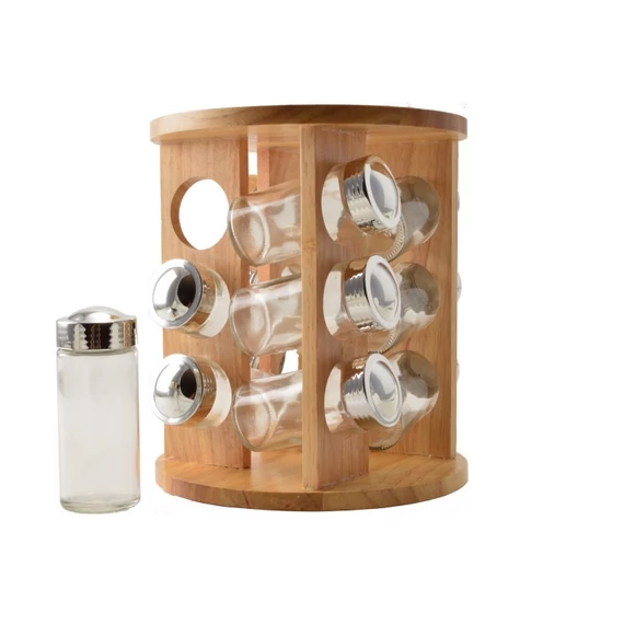 Perfect Home forgatható fűszertartó 12 db-os+fa állv.  ( 13033)