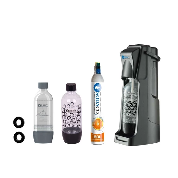 Basic Black Szódagép SodaCo CO2 patronnal, 2 db palackkal, tömítéssel (B-100/B) 