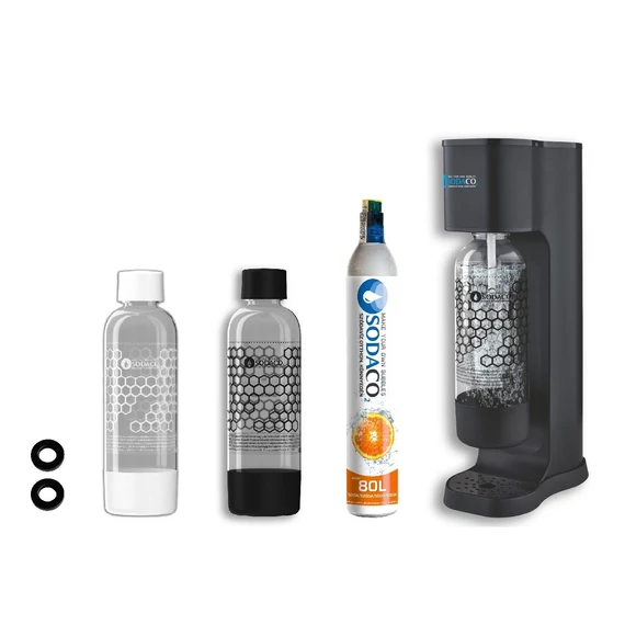 King Black Szódagép SodaCo CO2 patronnal, 2 db palackkal, tömítéssel (K-100/B) 