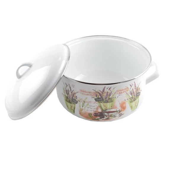 Perfect Home Levendula mintás Zománc lábas fedővel 2,4 L (13467) 