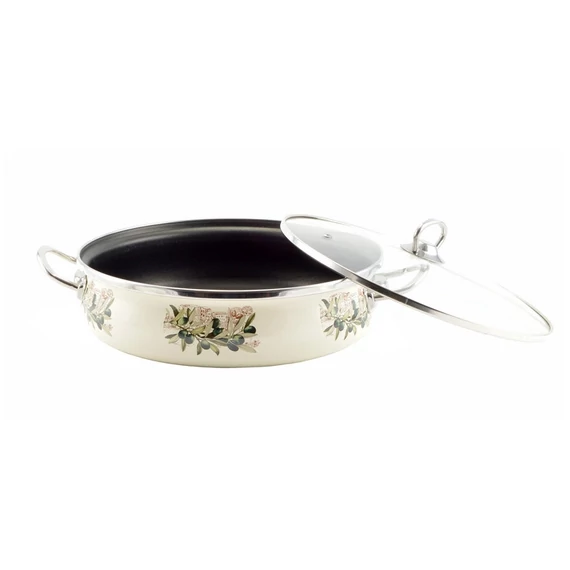 Zománcozott szeletsütő 28 cm + üvegfedő Olíva (14836)