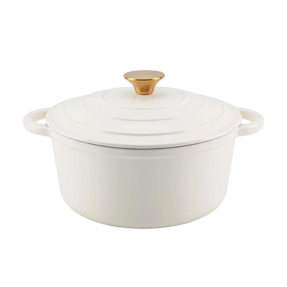 Zománcozott Cream Öntöttvas lábas fedővel 28 cm-es (17922)