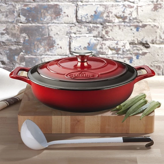  La Cuisine Red öntöttvas alacsony lábas fedővel 28 cm-es (432020)