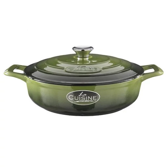  La Cuisine Green öntöttvas alacsony lábas fedővel 28 cm-es (432023)