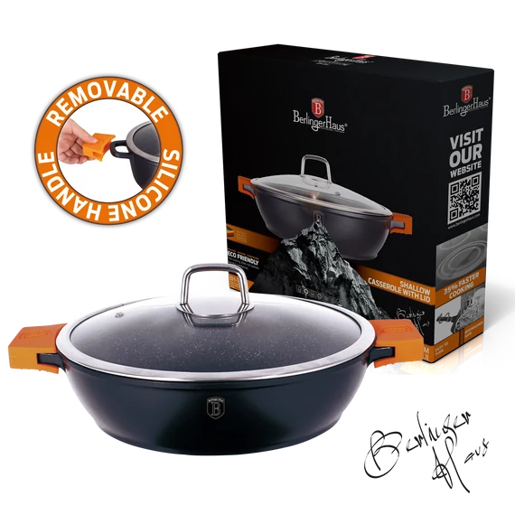 Berlinger Haus Granit Diamond indukciós Alacsony lábas fedővel 28 cm-es (BH-1109)