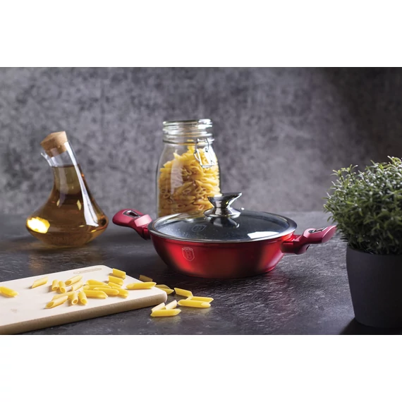 Berlinger Haus Burgundy Metallic Line Indukciós alacsony lábas fedővel 24 cm-es (BH-1262) 