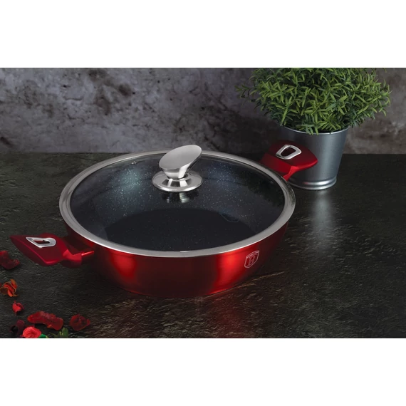 Berlinger Haus Burgundy Metallic Line Indukciós alacsony lábas fedővel 28cm-es (BH-1263) 