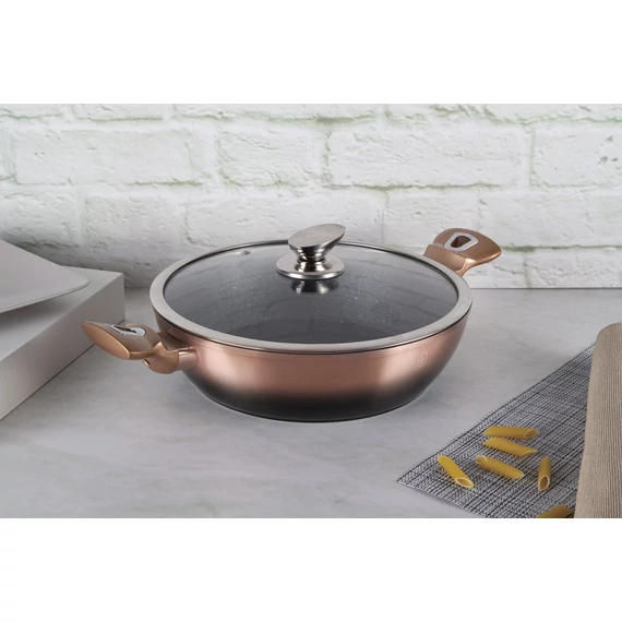 Berlinger Haus Rose Gold Noir alacsony lábas fedővel 28 cm (BH-1893)