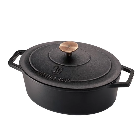 Berlinger Haus Black Rose Öntöttvas ovális lábas fedővel 32 cm-es (BH-6518)