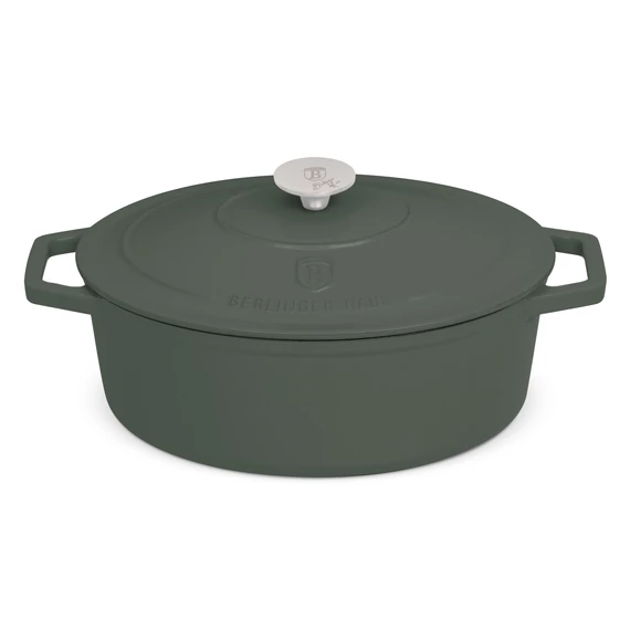 Berlinger Haus Matte Green Öntöttvas ovális lábas fedővel 30 cm-es (BH-6545)