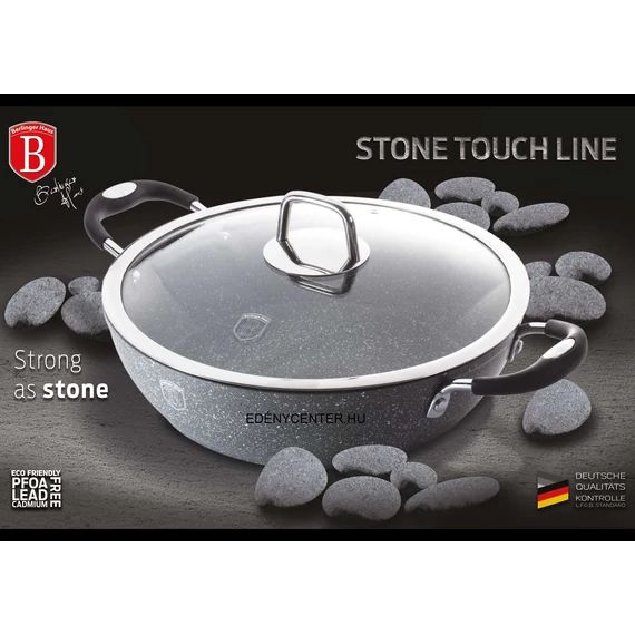 Berlinger Haus Gray Stone Touch Line Indukciós Alacsony lábas fedővel 28 cm-es (BH-1158)