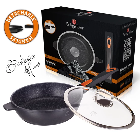 Berlinger Haus Granit Diamond indukciós mély serpenyő fedővel 24 cm-es (BH-1107) 