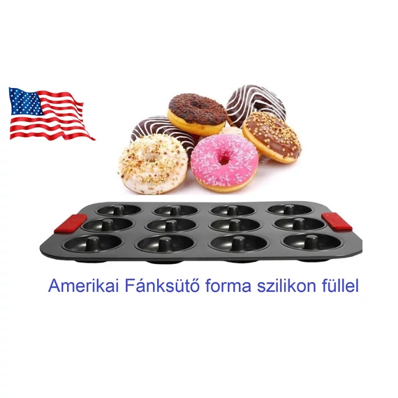 Amerikai Fánksütő forma szilikon füllel 12 db-os (KCM-2024L)