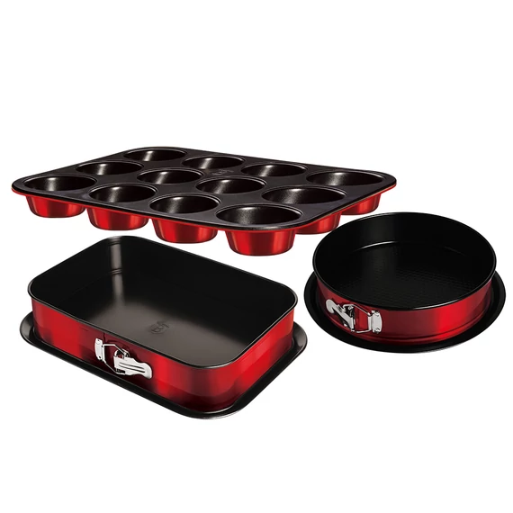 Berlinger Haus Burgundy 3 részes tortaforma szett muffin sütővel (BH-7635)