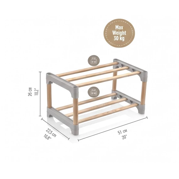 Sev Plastik WoodLine Fa Tárolópolc 2 Szintes (SV-001)