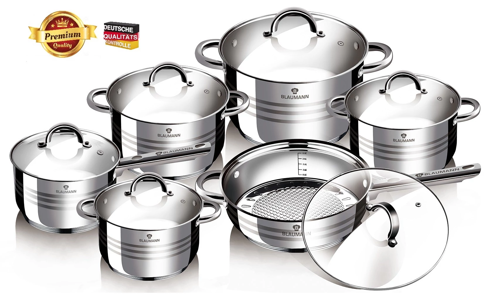 Blaumann Gourmet Line Jumbo 12 részes rozsdamentes acél edénykészlet (BL-1410) 