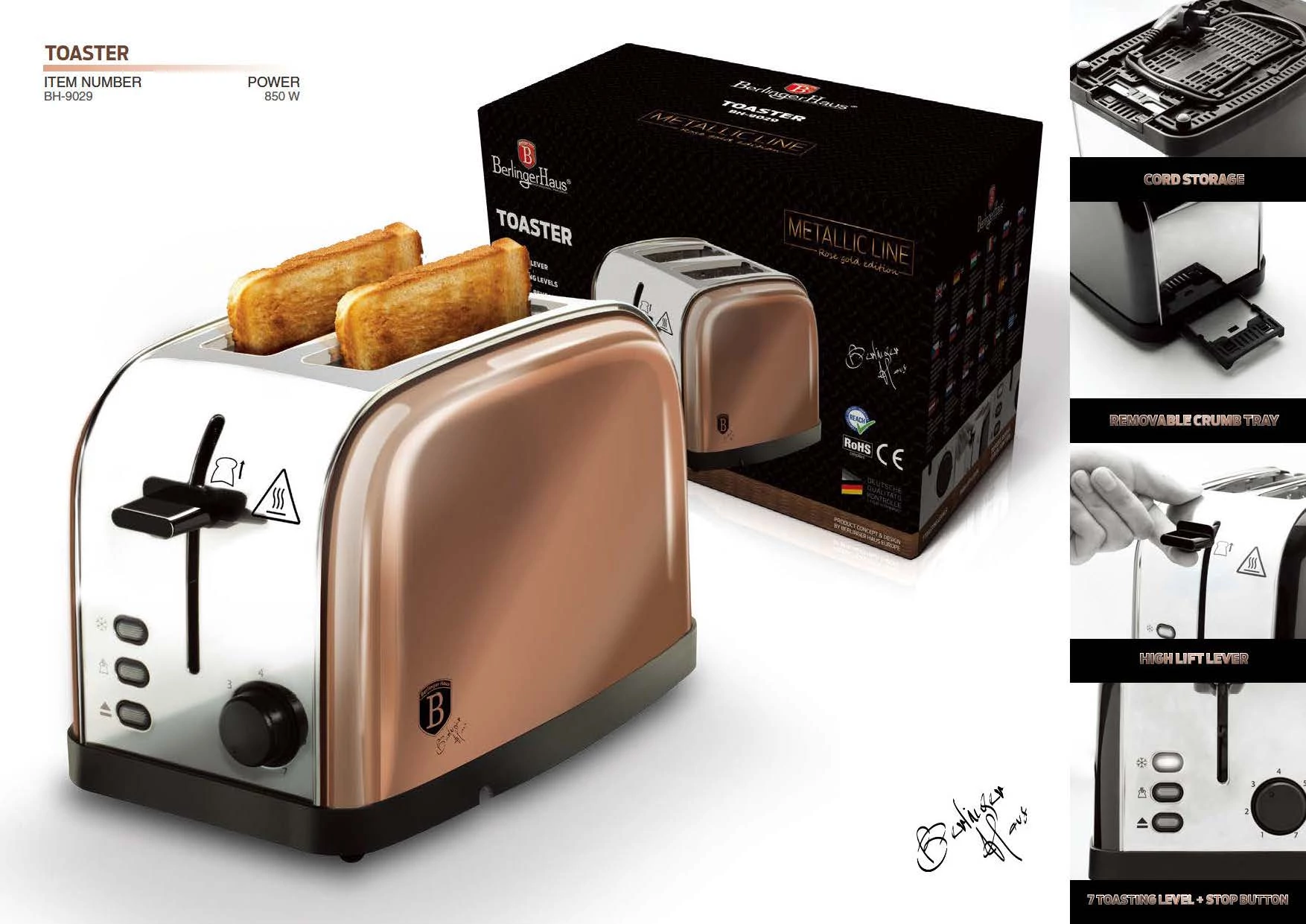 Sahara Berlinger Haus Rose Gold Toaster BerlingerHaus Haus Toaster