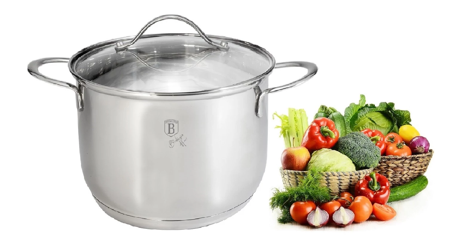 Berlinger Haus Silver Jewellery rozsdamentes fazék üvegfedővel 9,5 L (BH-6584)
