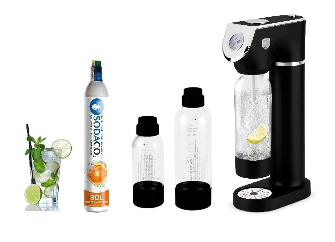  Berlinger Haus Black Silver Szódagép SodaCo CO2 patronnal, 2 db palackkal (BH-8598C) 