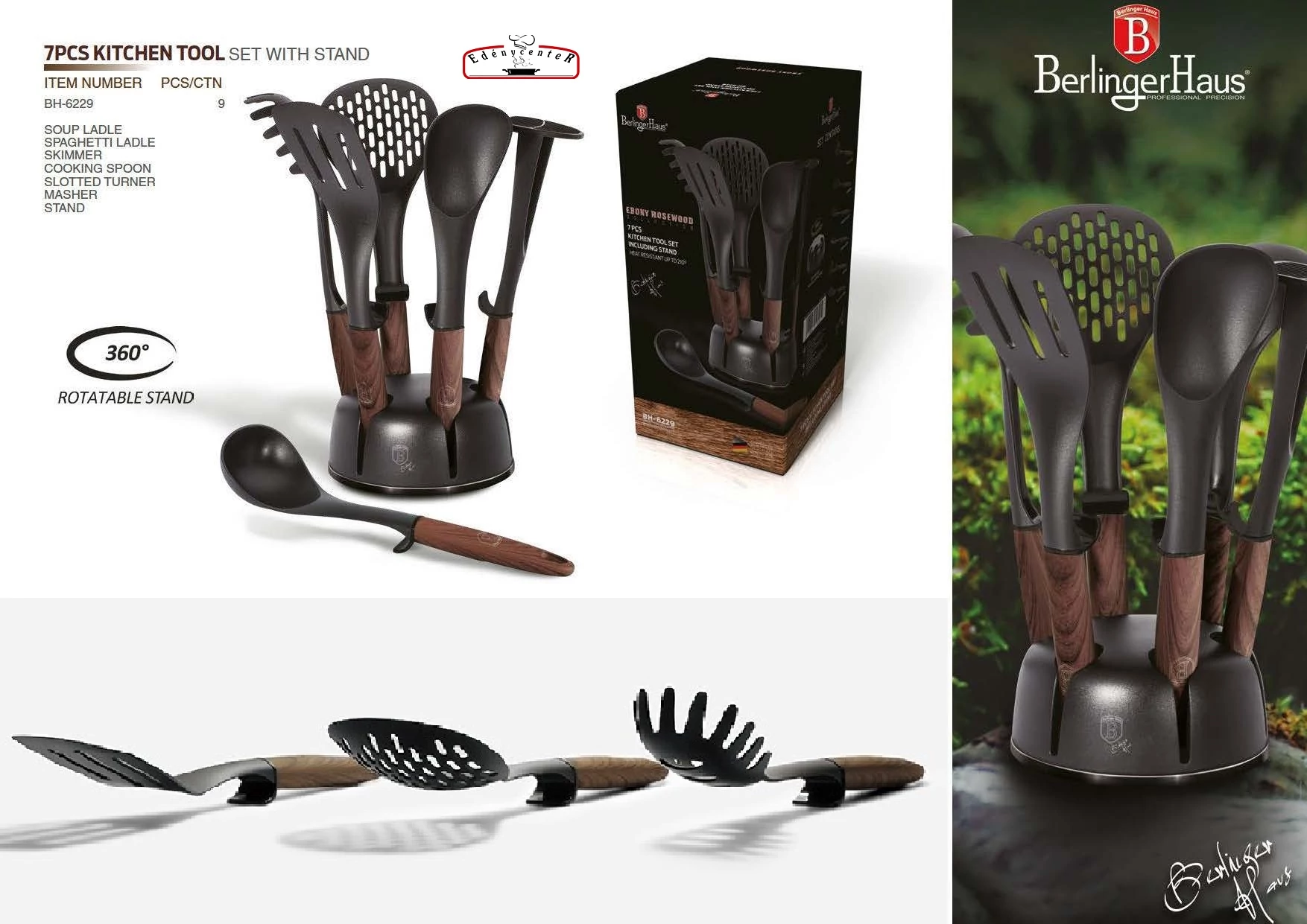 Berlinger Haus Ebony Rosewood 7 db-os konyhai tálaló szett (BH-6229)