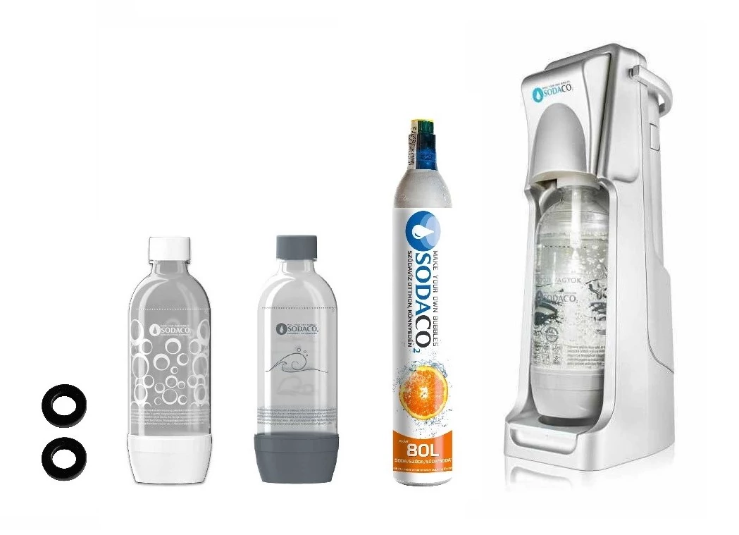 Basic Silver Szódagép SodaCo CO2 patronnal, 2 db palackkal, tömítéssel (B-100/S) 