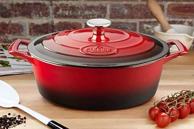  La Cuisine Red öntöttvas ovális lábas fedővel 29 cm-es (432022)