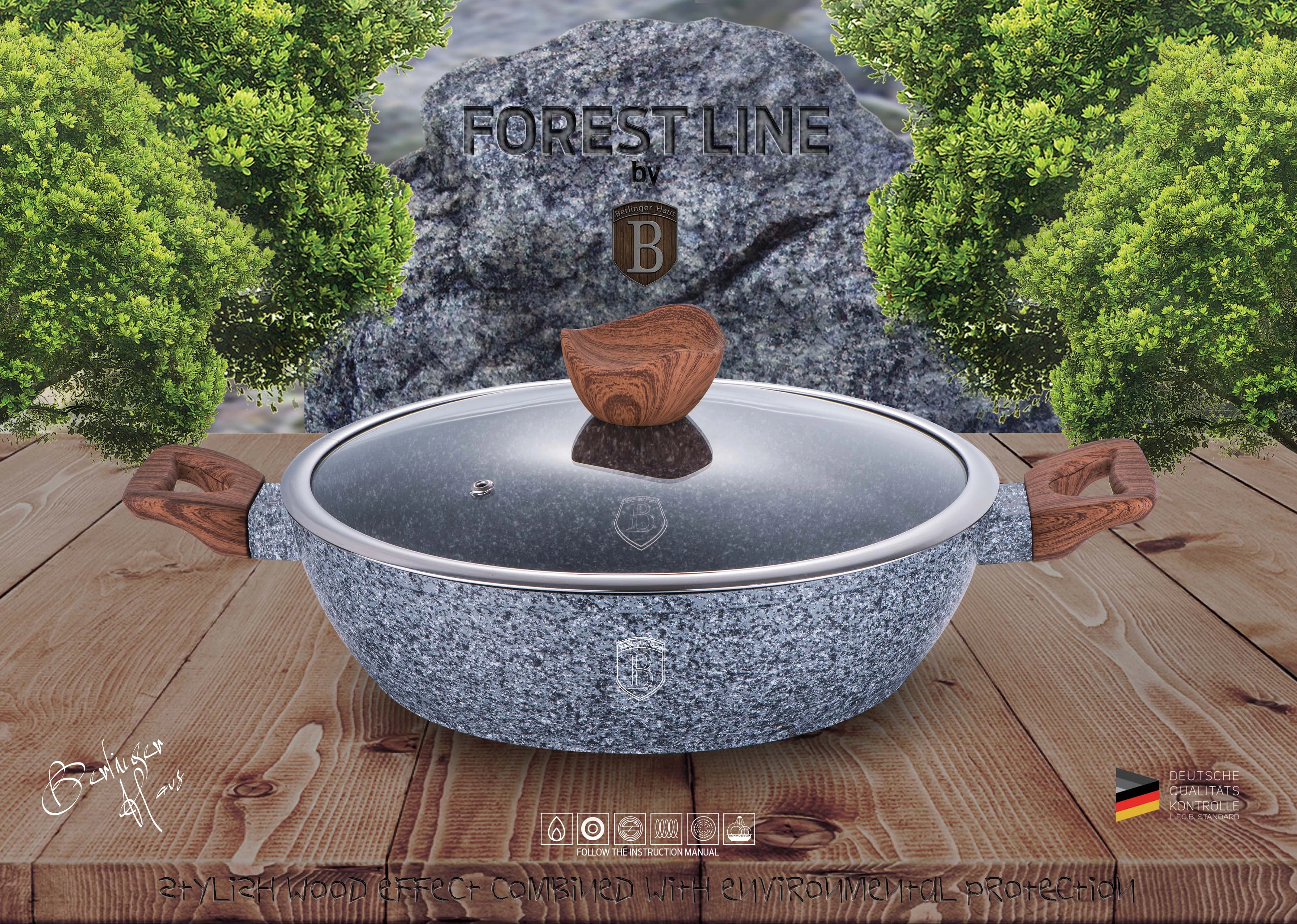 Berlinger Haus Forest Line indukciós alacsony lábas fedővel 32 cm-es (BH-1202)  