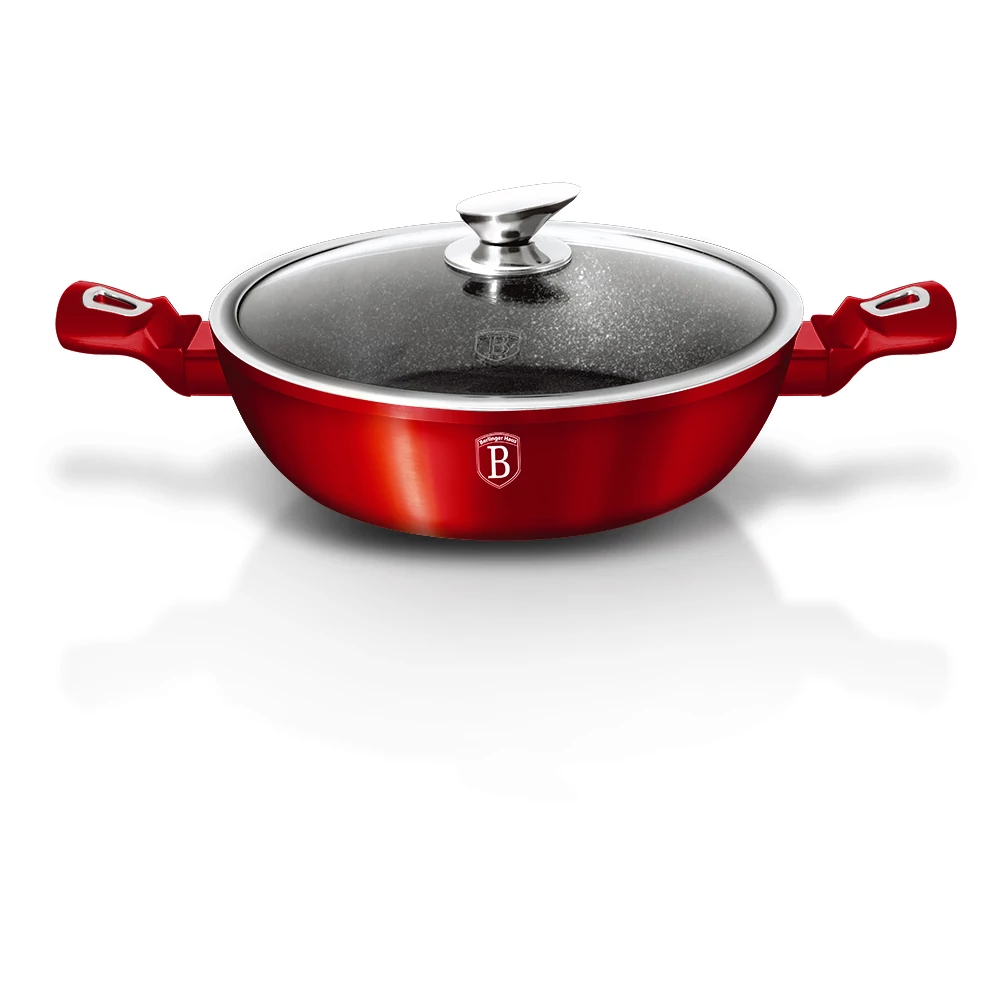 Berlinger Haus Burgundy Metallic Line Indukciós alacsony lábas fedővel 32cm-es (BH-1264)