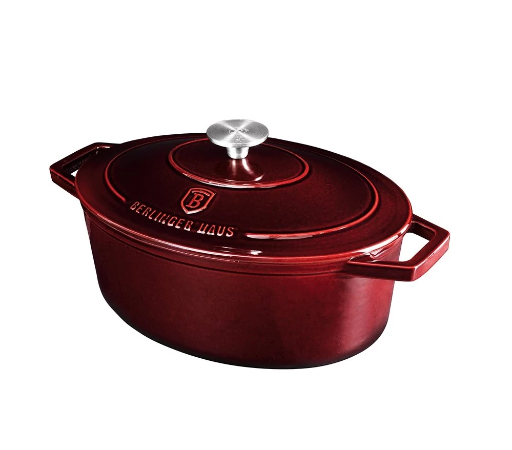 Berlinger Haus Burgundy Öntöttvas ovális lábas fedővel 32 cm-es (BH-6519)