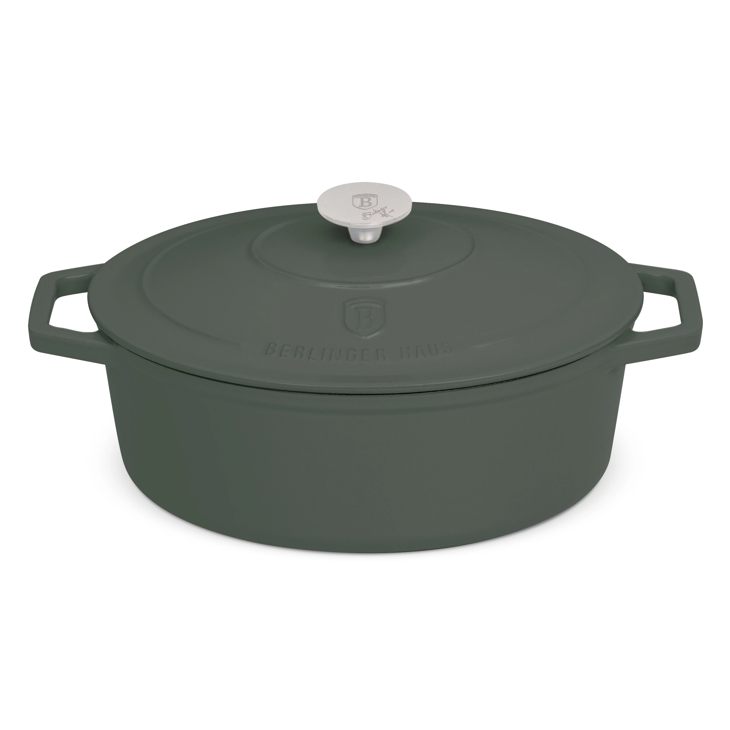 Berlinger Haus Matte Green Öntöttvas ovális lábas fedővel 30 cm-es (BH-6545)